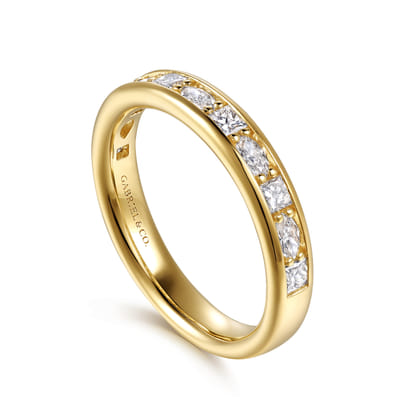 Serenique - 14K Yellow Gold Prong Setting Marquise and Channel Setting Princess Cut Diamond Anniversary Band