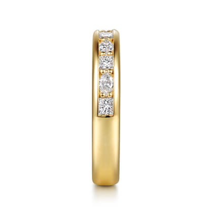 Serenique - 14K Yellow Gold Prong Setting Marquise and Channel Setting Princess Cut Diamond Anniversary Band