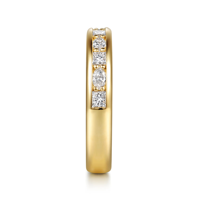 Straight Wedding Ring in 14k Yellow Gold with Marquise Natural Diamond at Gabriel & Co. - Shot 4