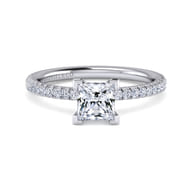Serenity - 14K White Gold Princess Cut Diamond Engagement Ring
