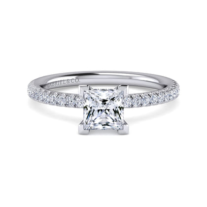 Serenity - 14K White Gold Princess Cut Diamond Engagement Ring