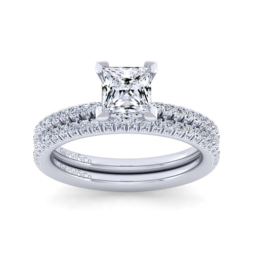 Serenity - 14K White Gold Princess Cut Diamond Engagement Ring - 0.25 ct - Shot 4