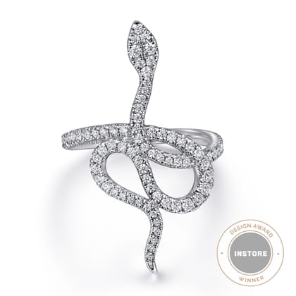 Serpentina - 14K White Gold Diamond Snake Ladies Ring