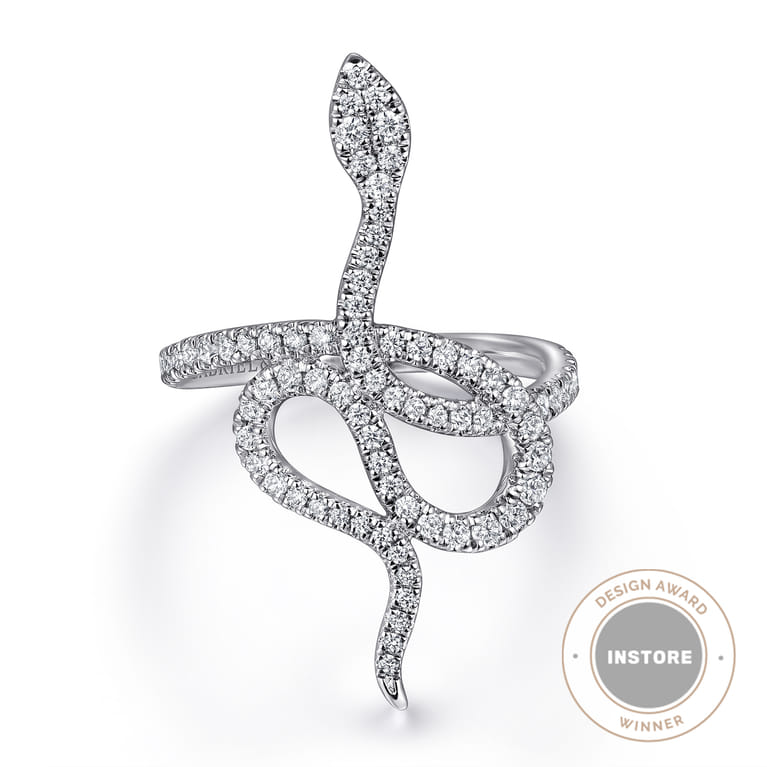 Serpentina - 14K White Gold Diamond Snake Ladies Ring - 0.5 ct - Shot 1