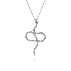 Serpentina - 14K White Gold Diamond Snake Pendant Necklace