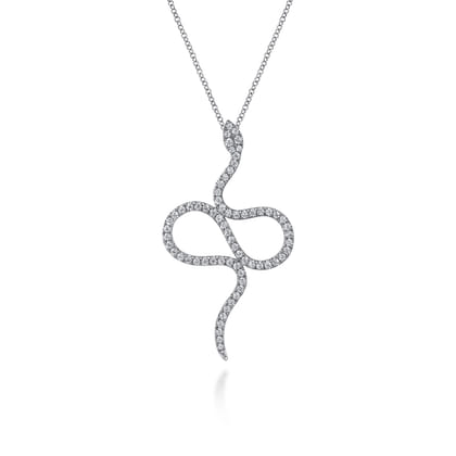 Serpentina - 14K White Gold Diamond Snake Pendant Necklace