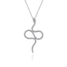Serpentina - 14K White Gold Diamond Snake Pendant Necklace - 0.75 ct