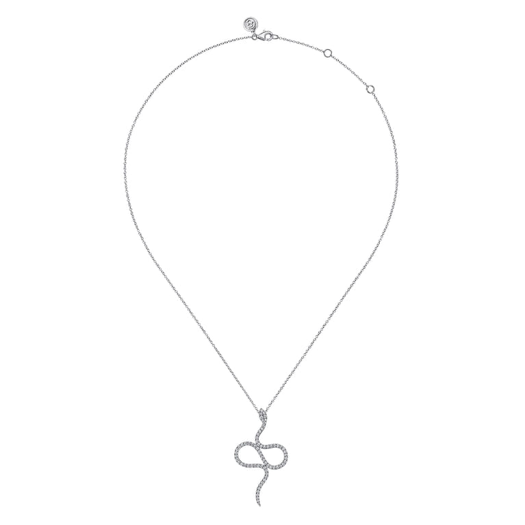 Serpentina - 14K White Gold Diamond Snake Pendant Necklace - 0.75 ct - Shot 2