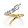 Serpentina - 14K White and Yellow Gold Diamond Bypass Snake Ring - 1 ct