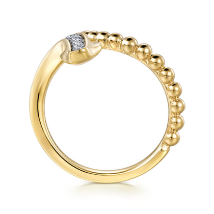 Serpentina - 14K Yellow Gold Bujukan Diamond Open Snake Ring
