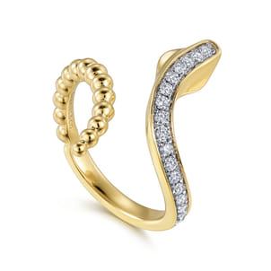 Serpentina - 14K Yellow Gold Bujukan Diamond Open Snake Ring