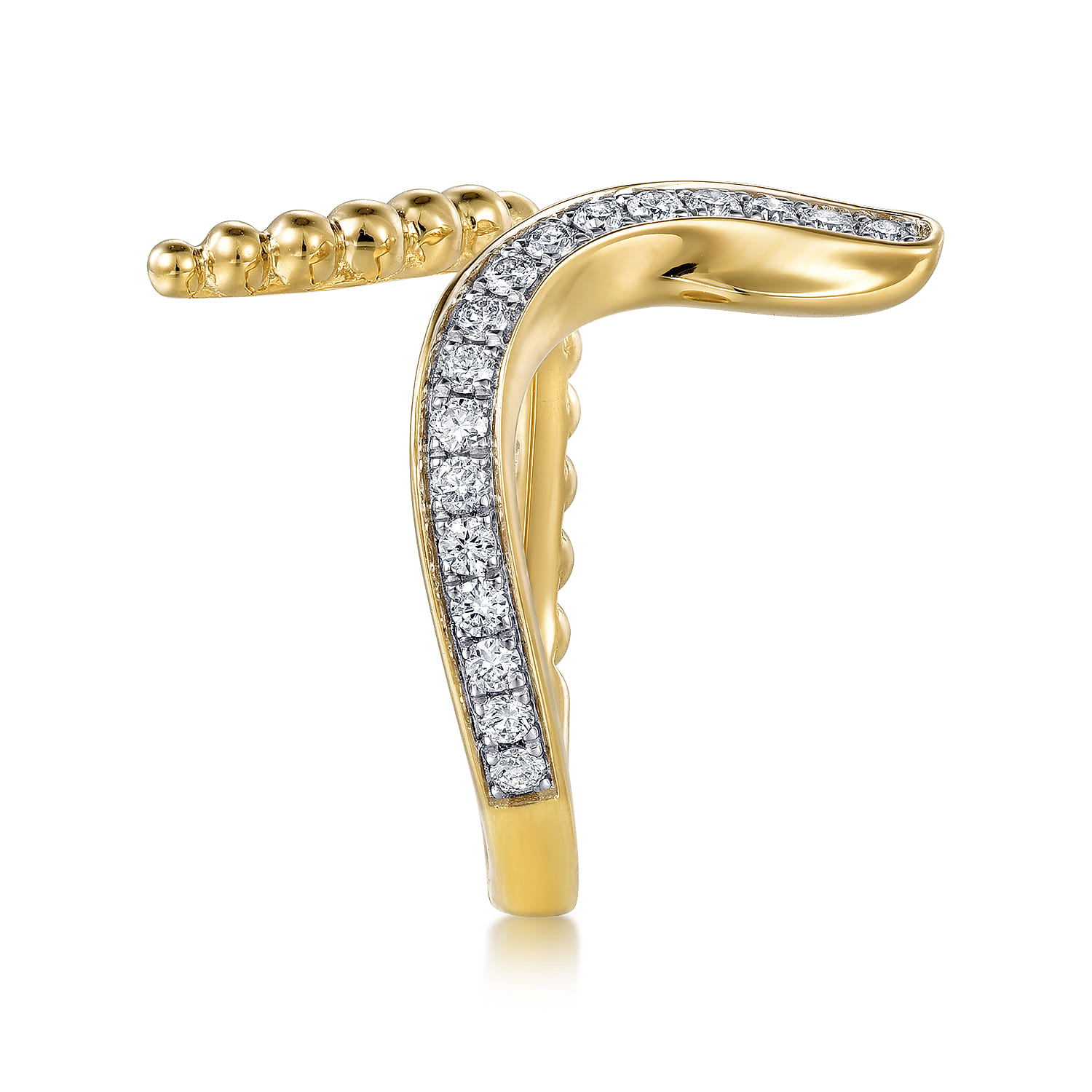 Serpentina - 14K Yellow Gold Bujukan Diamond Open Snake Ring