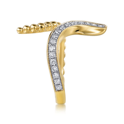Serpentina - 14K Yellow Gold Bujukan Diamond Open Snake Ring
