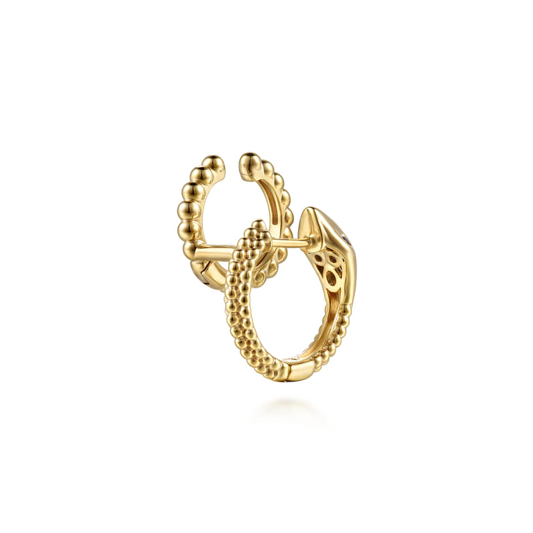 Serpentina - 14K Yellow Gold Bujukan Diamond and Ruby Snake Stuggies Earrings - 0.05 ct - Shot 2