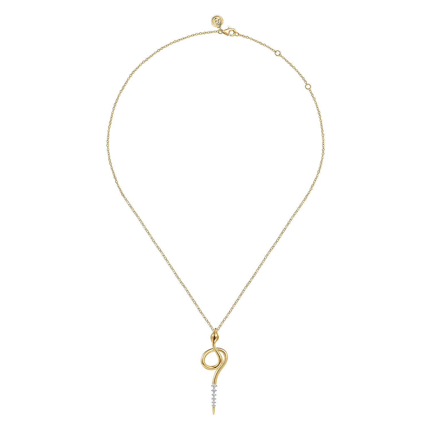 Serpentina - 14K Yellow Gold Diamond Snake Drop Necklace