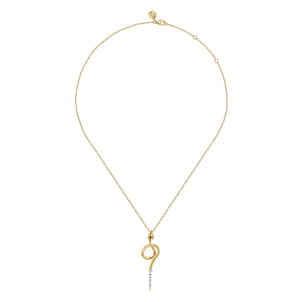 Serpentina - 14K Yellow Gold Diamond Snake Drop Necklace