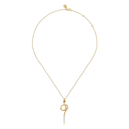 Serpentina - 14K Yellow Gold Diamond Snake Drop Necklace