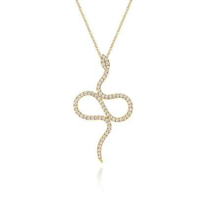 Serpentina - 14K Yellow Gold Diamond Snake Pendant Necklace