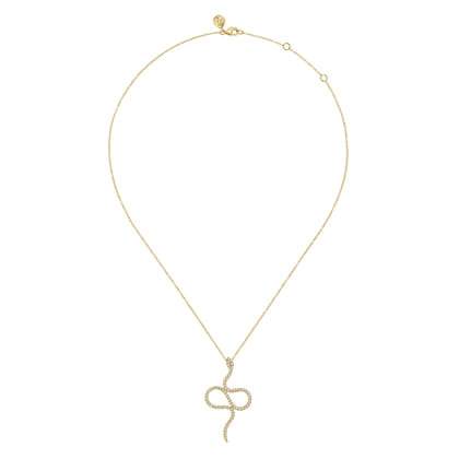 Serpentina - 14K Yellow Gold Diamond Snake Pendant Necklace