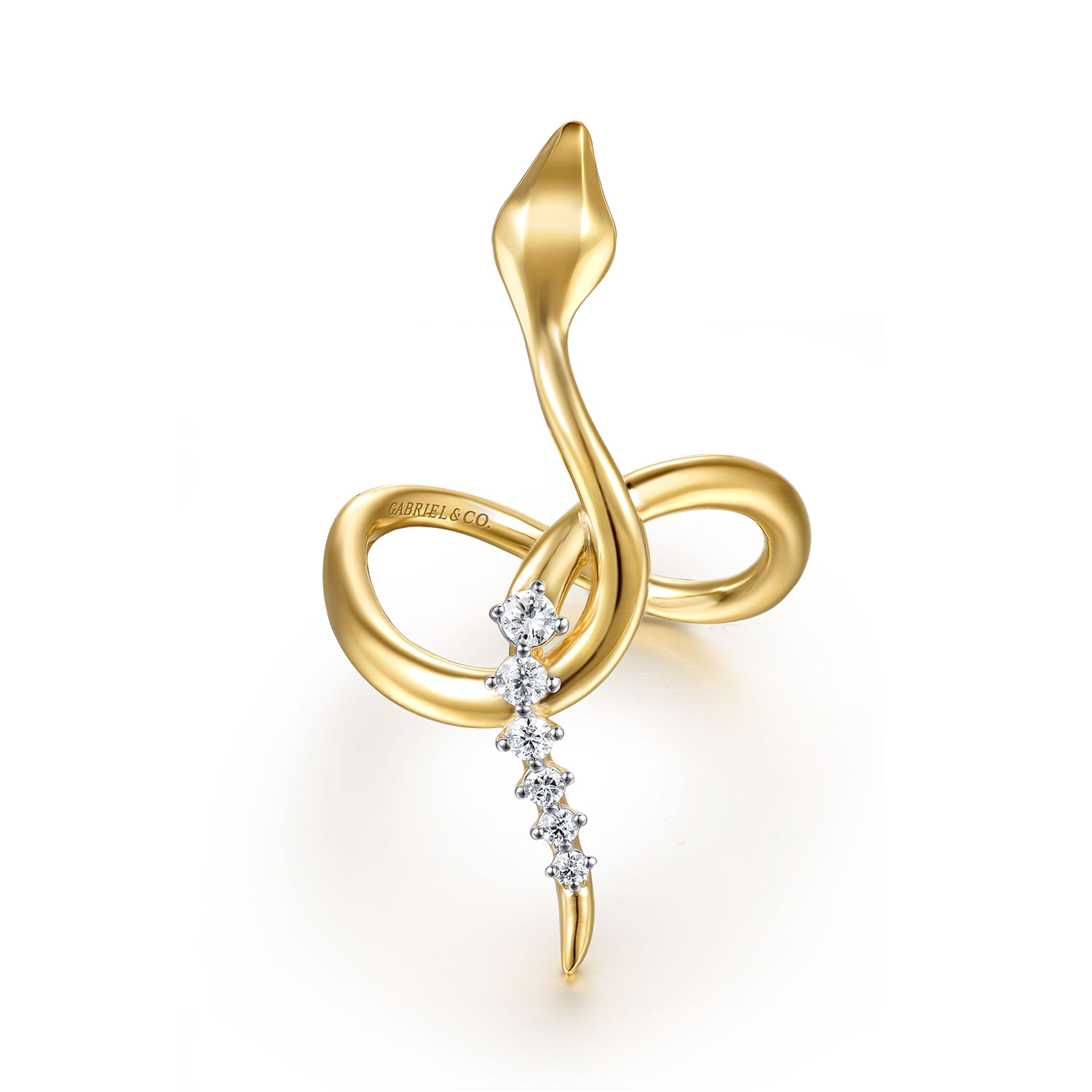 Serpentina - 14K Yellow Gold Diamond Snake Twisted Ring