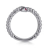 Serpentina - 925 Sterling Silver Snake Bujukan Ruby Bypass Ring