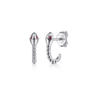Serpentina - 925 Sterling Silver Snake Bujukan Ruby J Hoop Stud Earrings