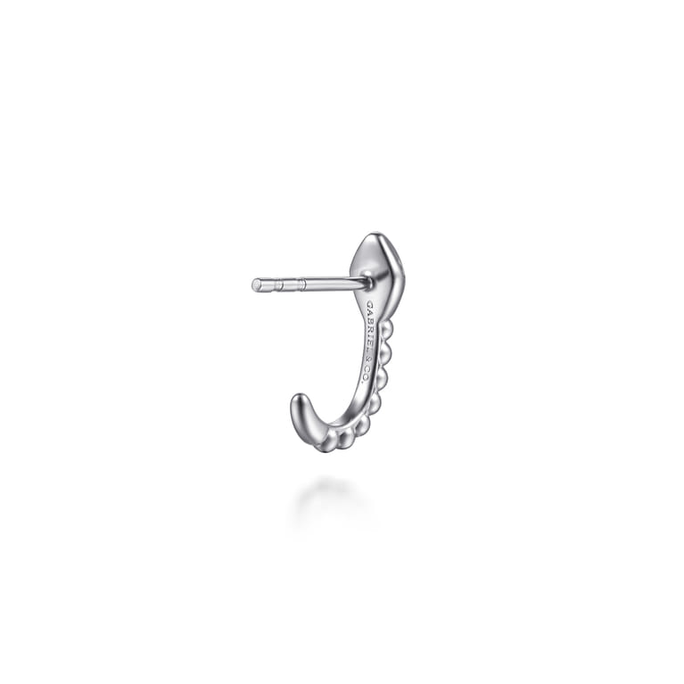 Serpentina - 925 Sterling Silver Snake Bujukan Ruby J Hoop Stud Earrings - Shot 2