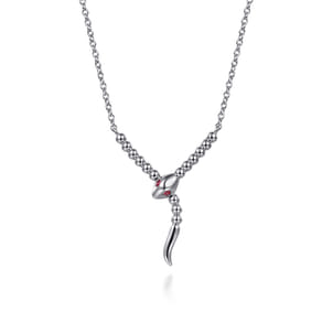 Serpentina - 925 Sterling Silver Snake Bujukan Ruby Y Necklace