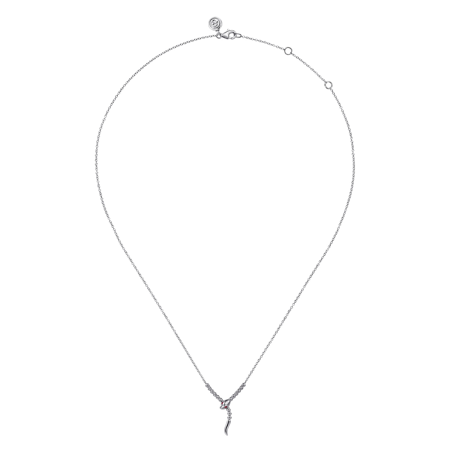 Serpentina - 925 Sterling Silver Snake Bujukan Ruby Y Necklace