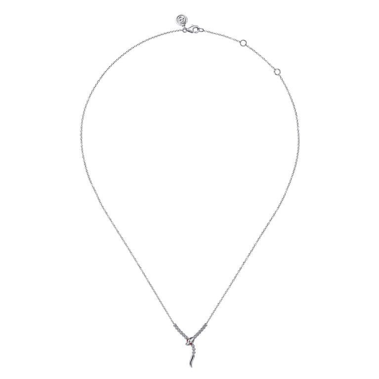 Serpentina - 925 Sterling Silver Snake Bujukan Ruby Y Necklace - Shot 2