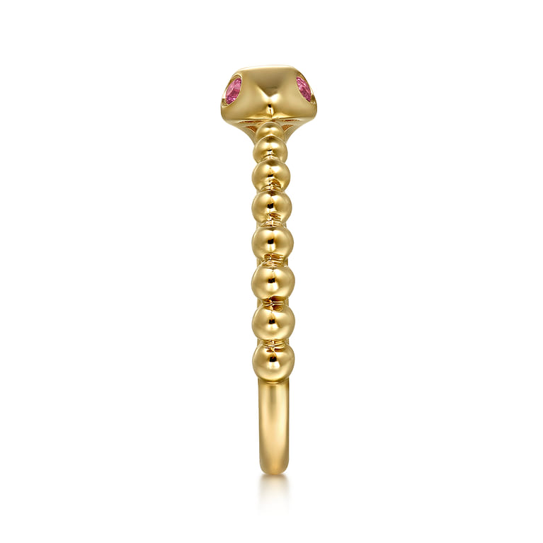 Serpentina - Stackable Open Ring Snake 14K Yellow Gold Ruby - Shot 4