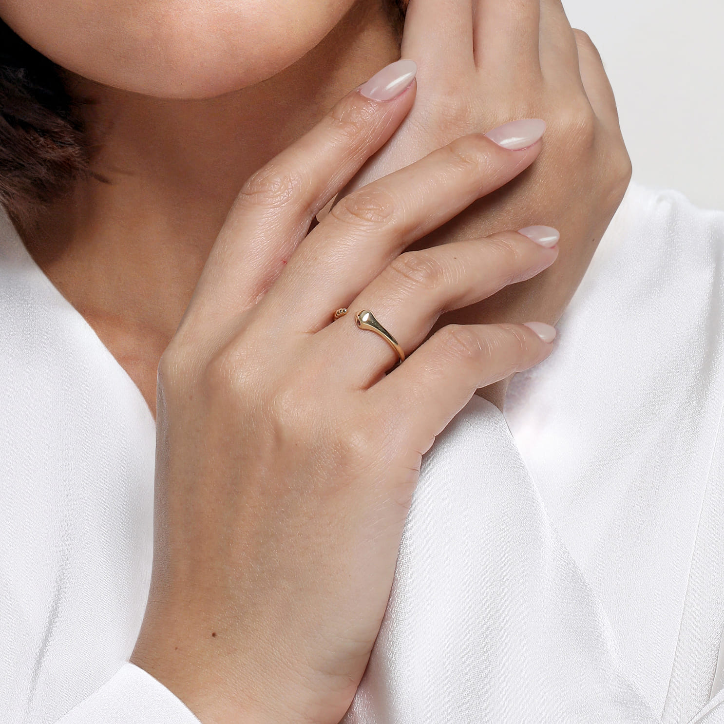 Serpentina - Stackable Open Ring Snake 14K Yellow Gold Ruby