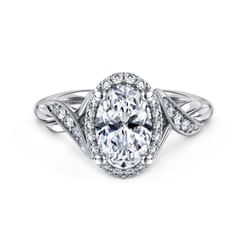 Shae - Vintage Inspired 14K White Gold Oval Halo Diamond Engagement Ring