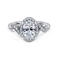 Shae - Vintage Inspired 14K White Gold Oval Halo Diamond Engagement Ring