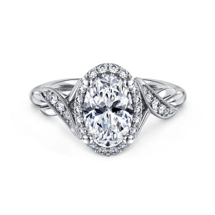 Shae - Vintage Inspired 14K White Gold Oval Halo Diamond Engagement Ring