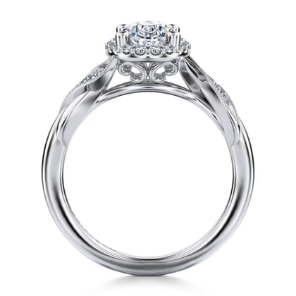 Shae - Vintage Inspired 14K White Gold Oval Halo Diamond Engagement Ring