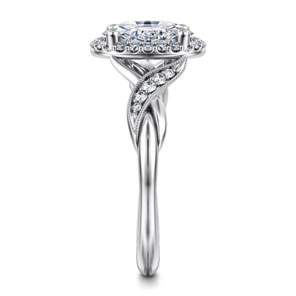 Shae - Vintage Inspired 14K White Gold Oval Halo Diamond Engagement Ring