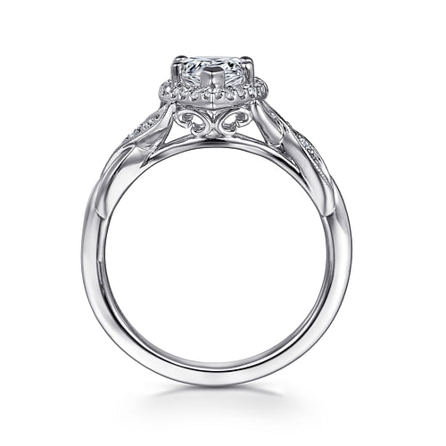Shae - Vintage Inspired 14K White Gold Pear Shape Halo Diamond Engagement Ring - 0.17 ct - Shot 2