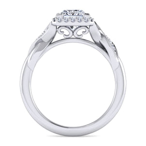 Shae - Vintage Inspired 14K White Gold Princess Halo Diamond Engagement Ring