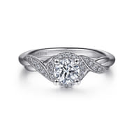 Shae - Vintage Inspired 14K White Gold Round Halo Diamond Engagement Ring