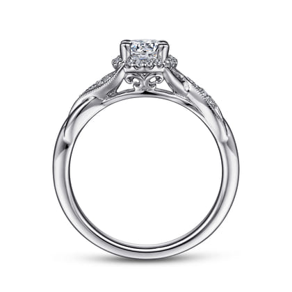 Shae - Vintage Inspired 14K White Gold Round Halo Diamond Engagement Ring