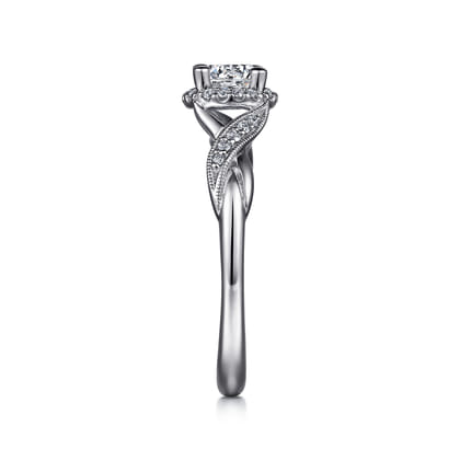 Shae - Vintage Inspired 14K White Gold Round Halo Diamond Engagement Ring