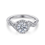 Shae - Vintage Inspired 14K White Gold Round Halo Diamond Engagement Ring