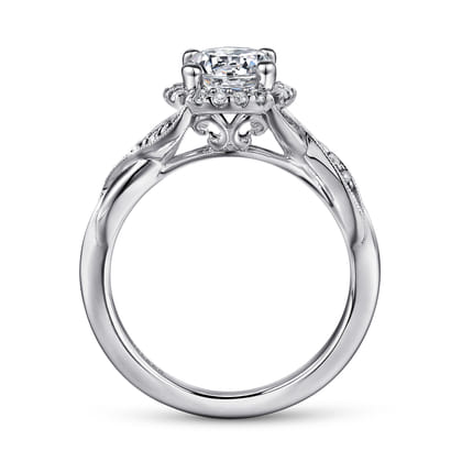 Shae - Vintage Inspired 14K White Gold Round Halo Diamond Engagement Ring