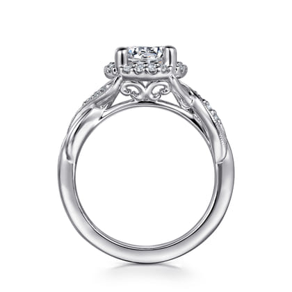 Shae - Vintage Inspired 14K White Gold Round Halo Diamond Engagement Ring