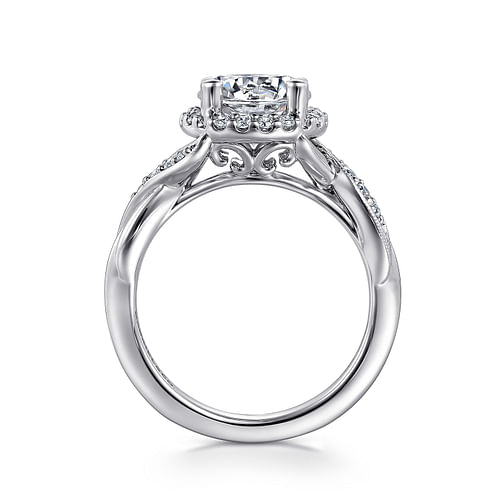 Shae - Vintage Inspired 14K White Gold Round Halo Diamond Engagement Ring - 0.27 ct - Shot 2