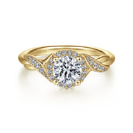 Shae - Vintage Inspired 14K Yellow Gold Round Halo Diamond Engagement Ring