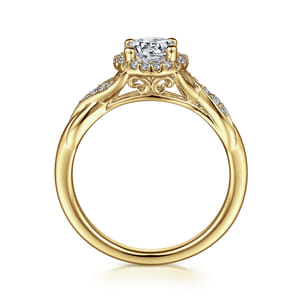 Shae - Vintage Inspired 14K Yellow Gold Round Halo Diamond Engagement Ring