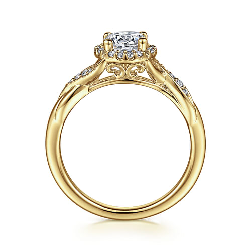 Shae - Vintage Inspired 14K Yellow Gold Round Halo Diamond Engagement Ring - 0.13 ct - Shot 2