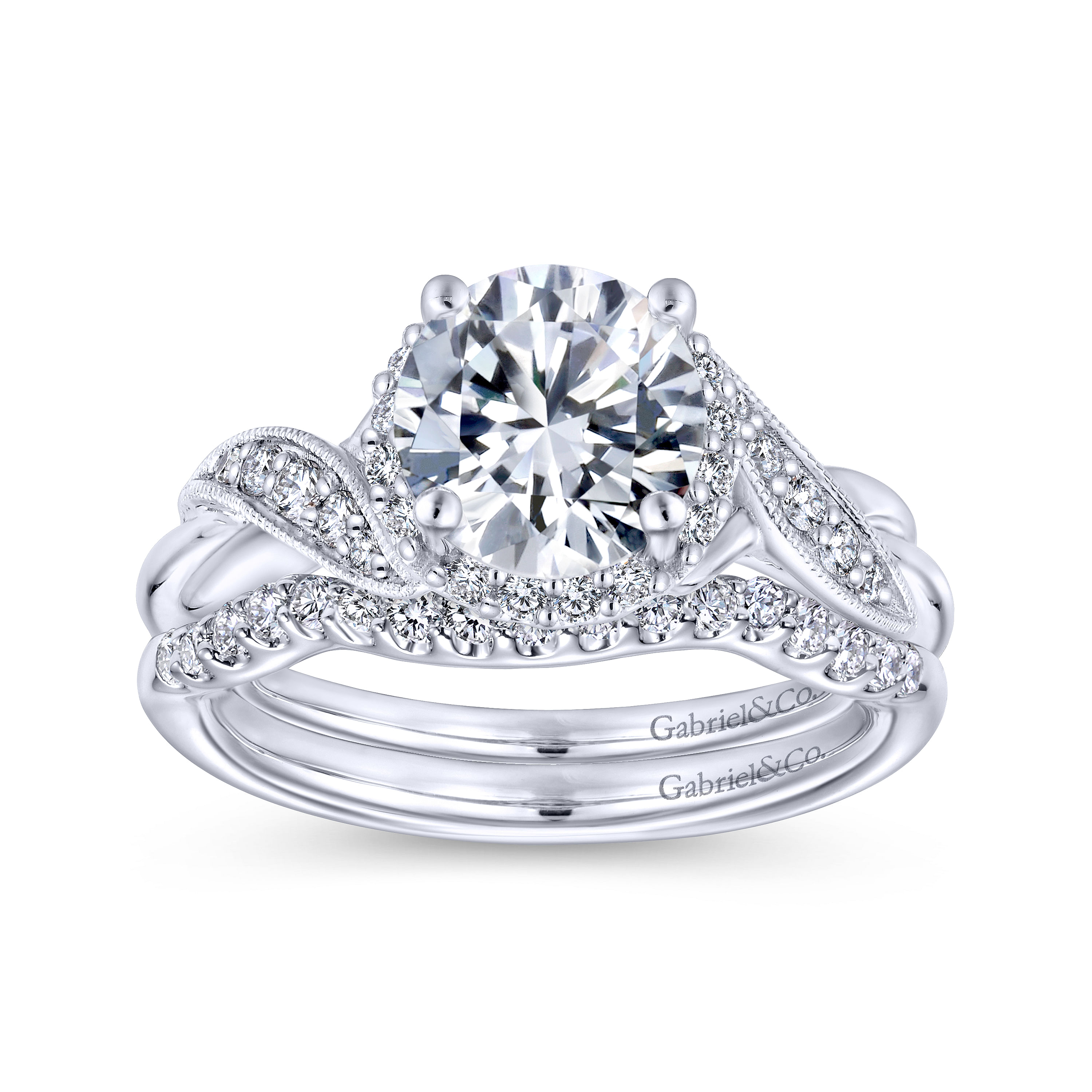 Shae - Vintage Inspired Platinum Round Halo Diamond Engagement Ring - 0.17 ct - Shot 4